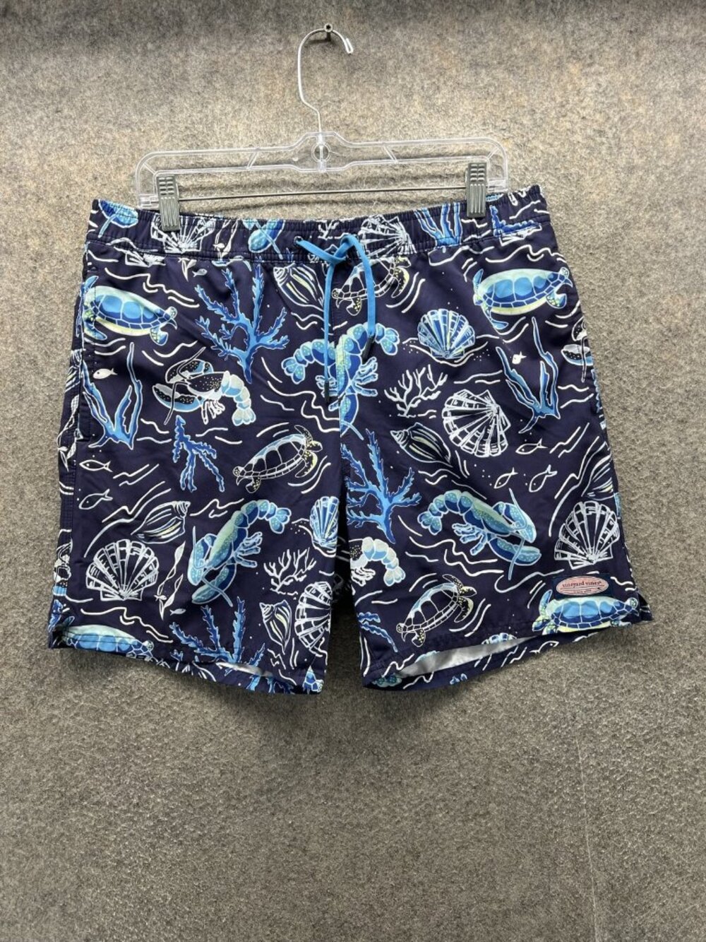 Vineyard Vines Swim Trunks Mens Medium Blue Sea Life Print Lined Stretch Shorts